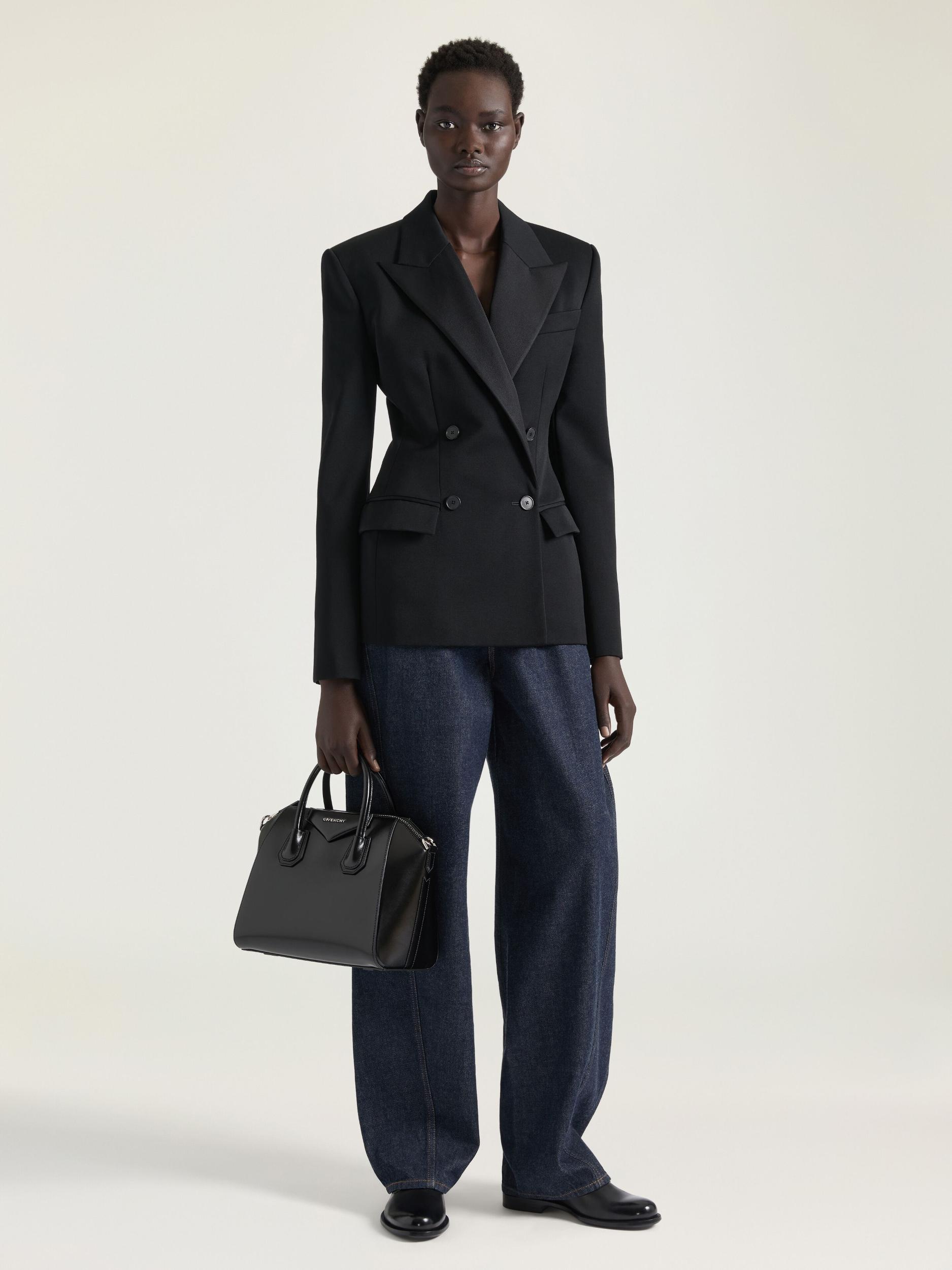 Double breasted tuxedo jacket in wool Product Image