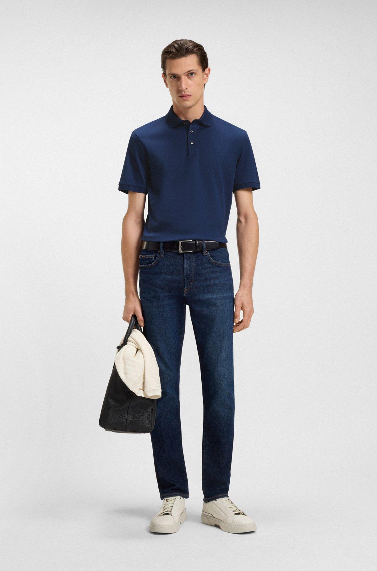 Regular-fit polo shirt in mercerized cotton Product Image