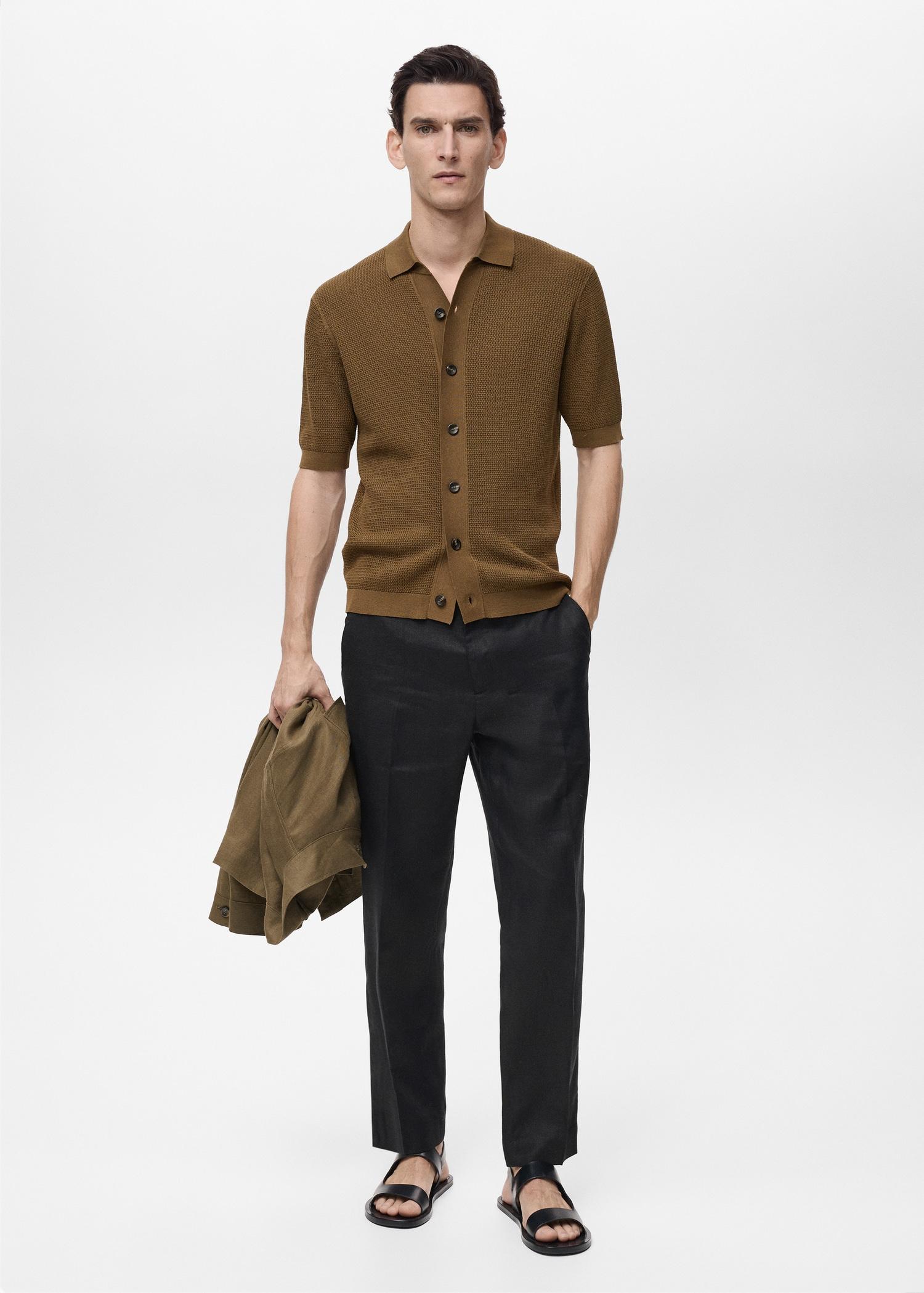 100% linen regular-fit trousers - Men | MANGO USA Product Image