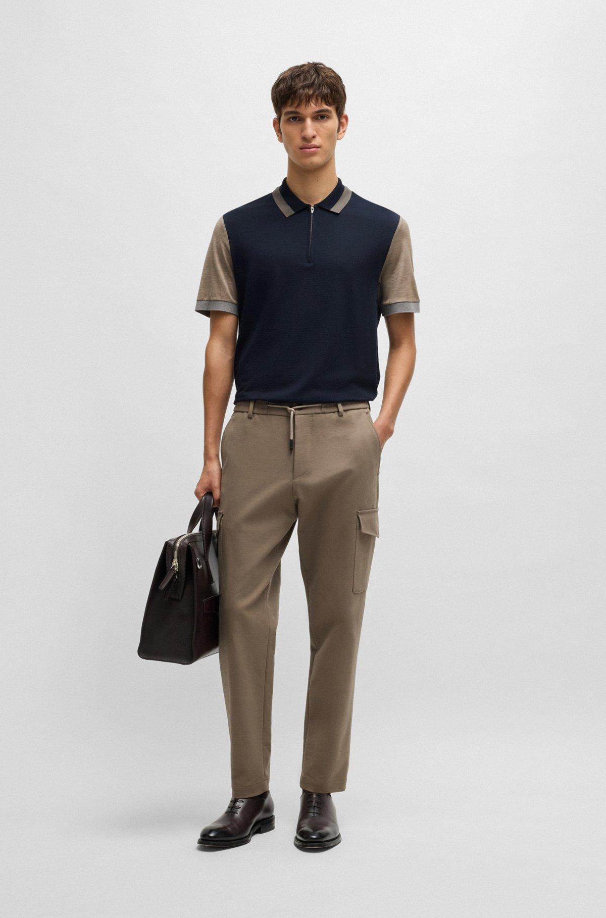 Cotton-silk polo shirt with contrast details Product Image