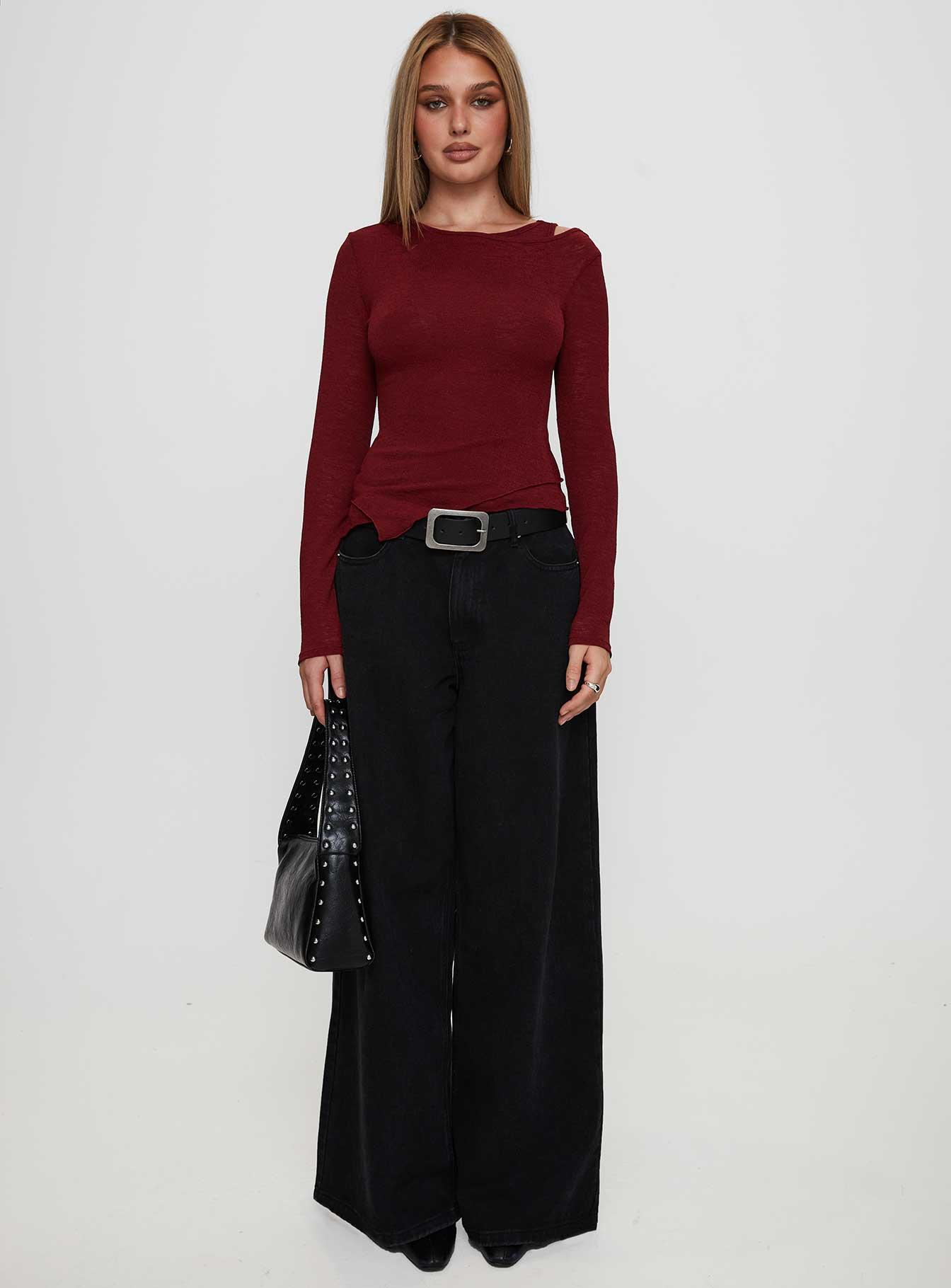 Lefort Long Sleeve Top Burgundy Product Image