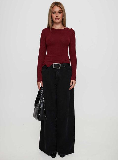 Lefort Long Sleeve Top Burgundy Product Image
