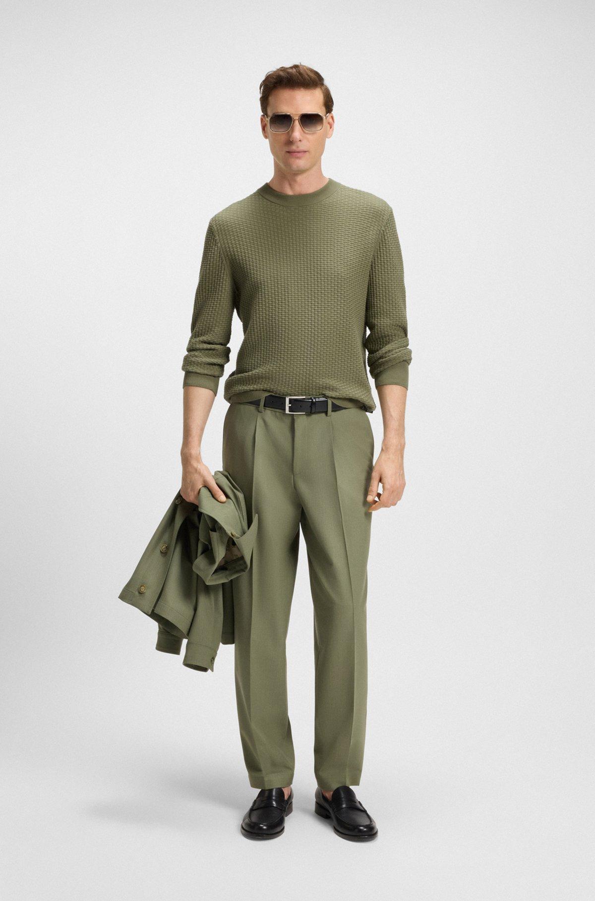 Cotton sweater with knitted structure Product Image