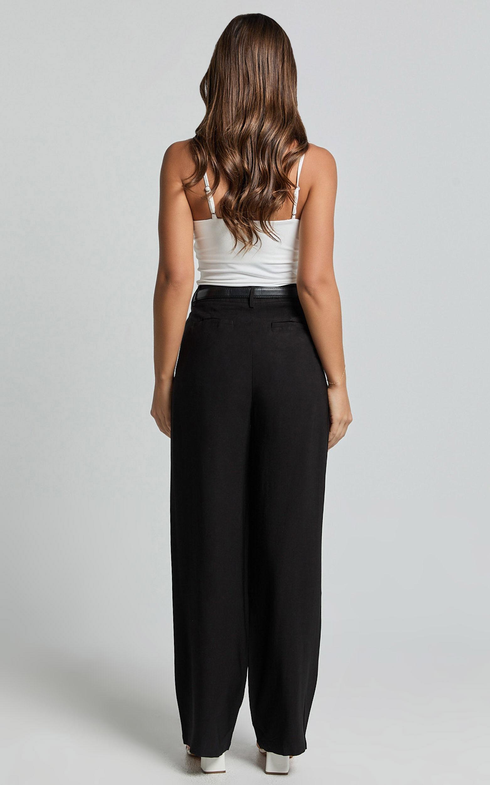 Augustus Pants - High Waisted Wide Leg Tailored Pants in Black Product Image