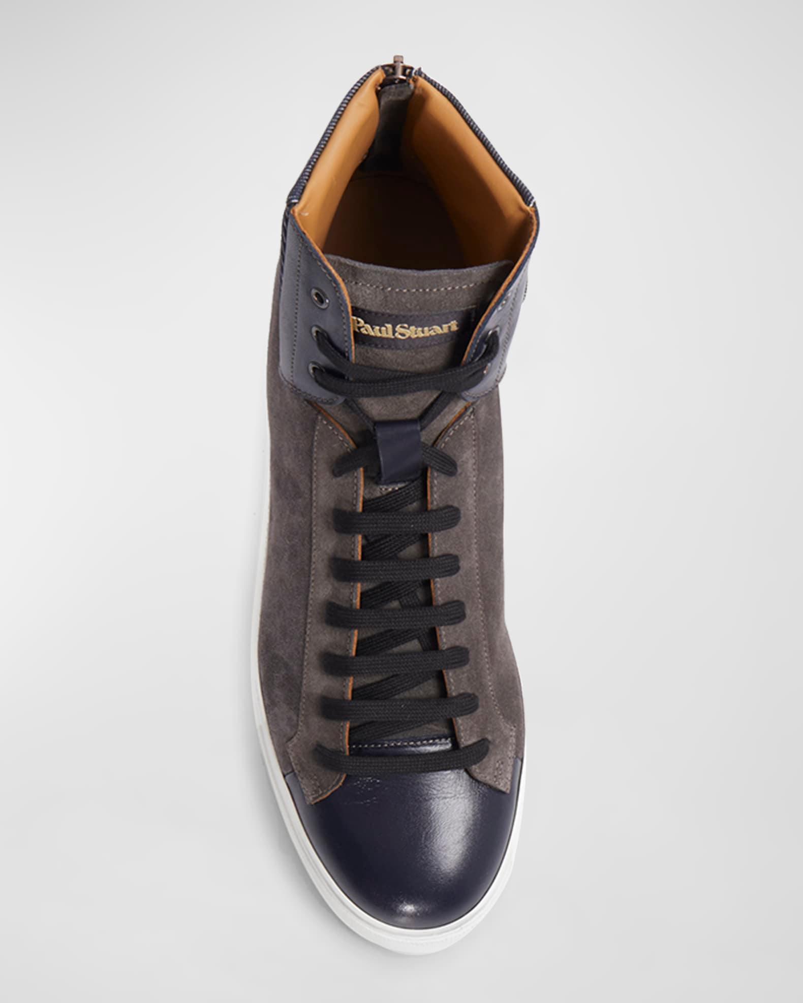 Men's High-Top Suede-Leather Zip Sneakers Product Image