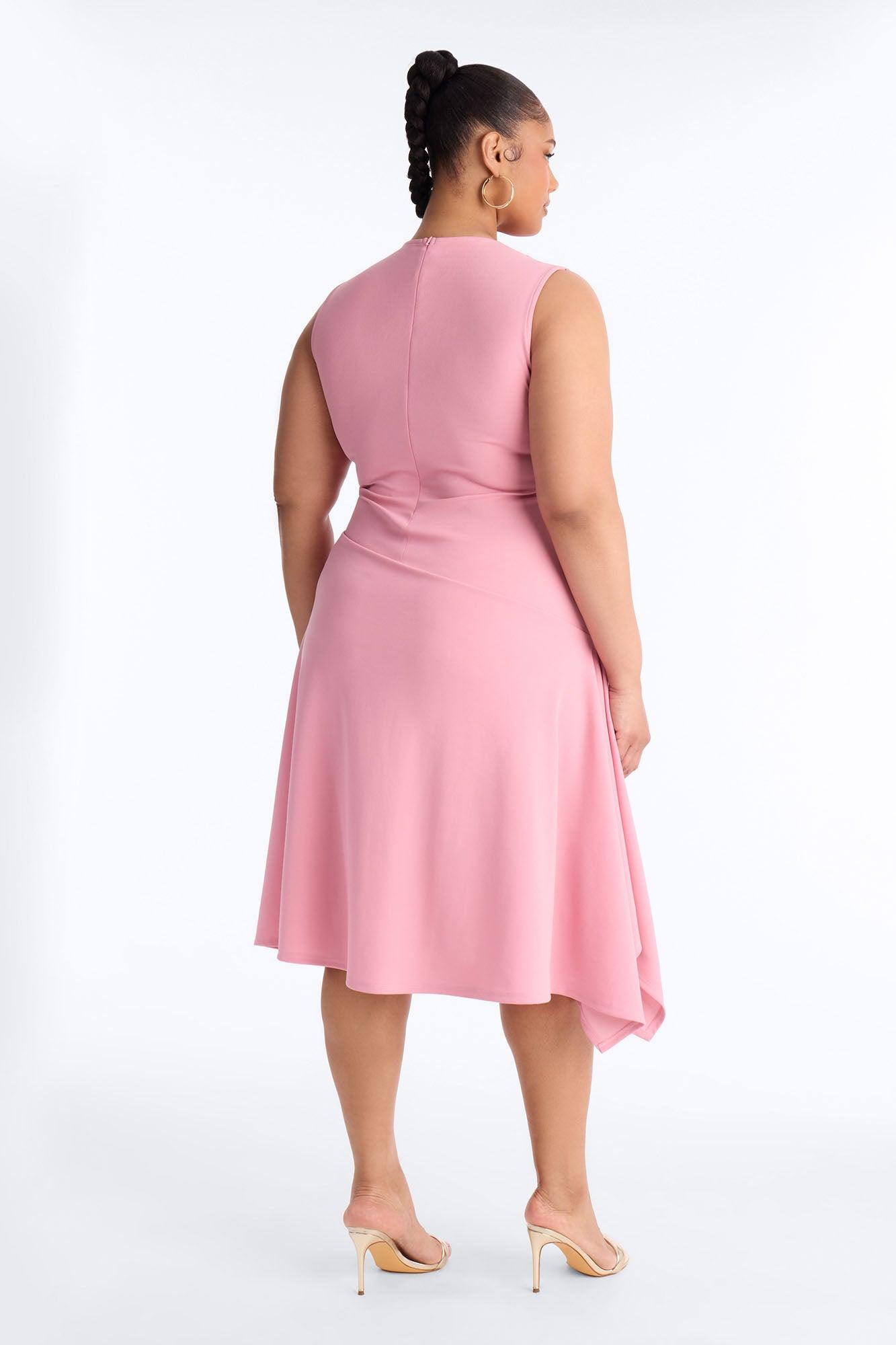 Ninna Asymmetrical Midi Dress - Blush Female Product Image