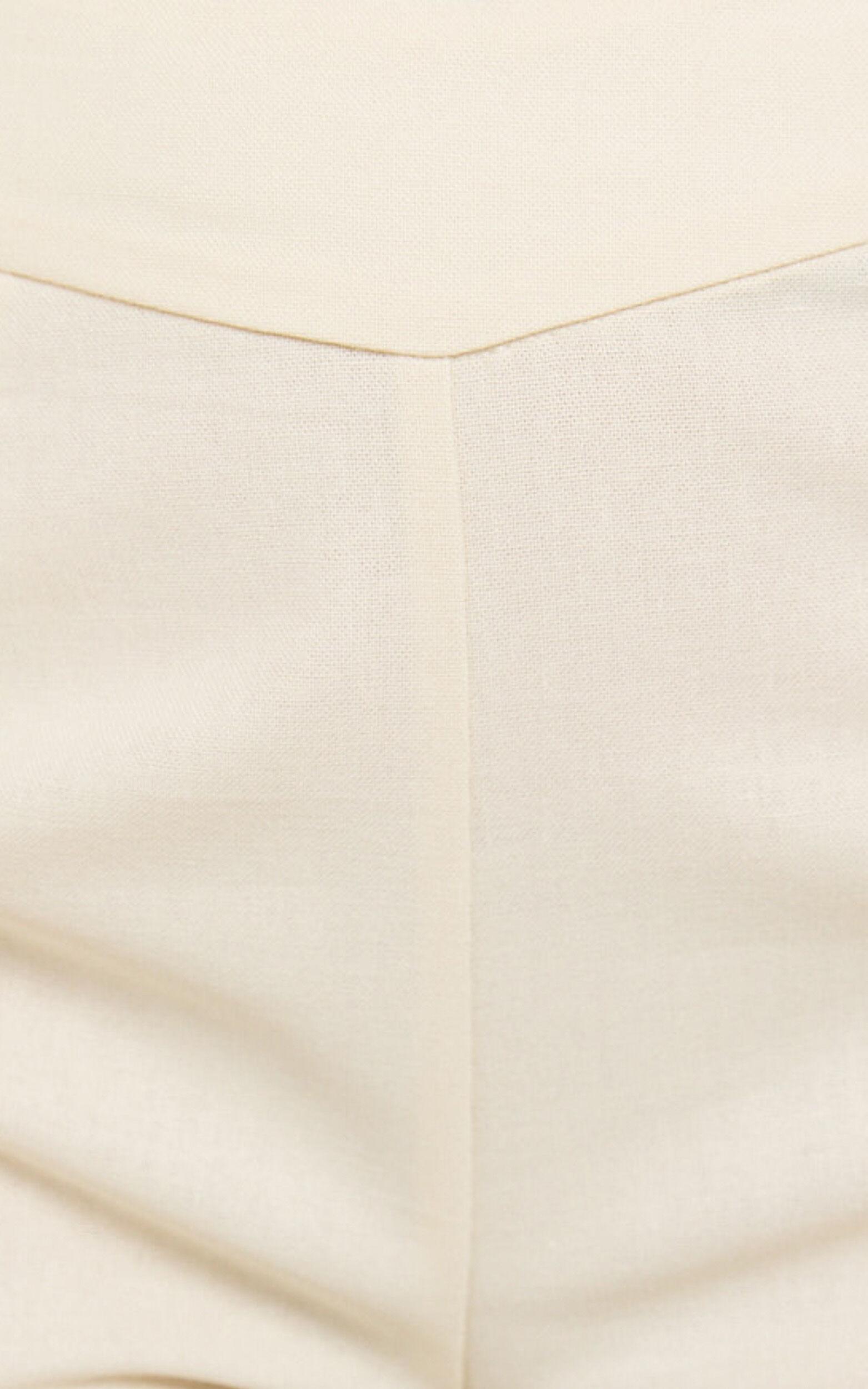 Jamir Pants - Linen Look High Waisted Fit and Flare Pants in Cream Product Image