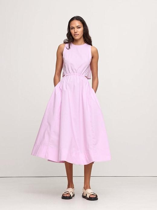 Cotton Poplin Cut-Out Midi Dress Product Image