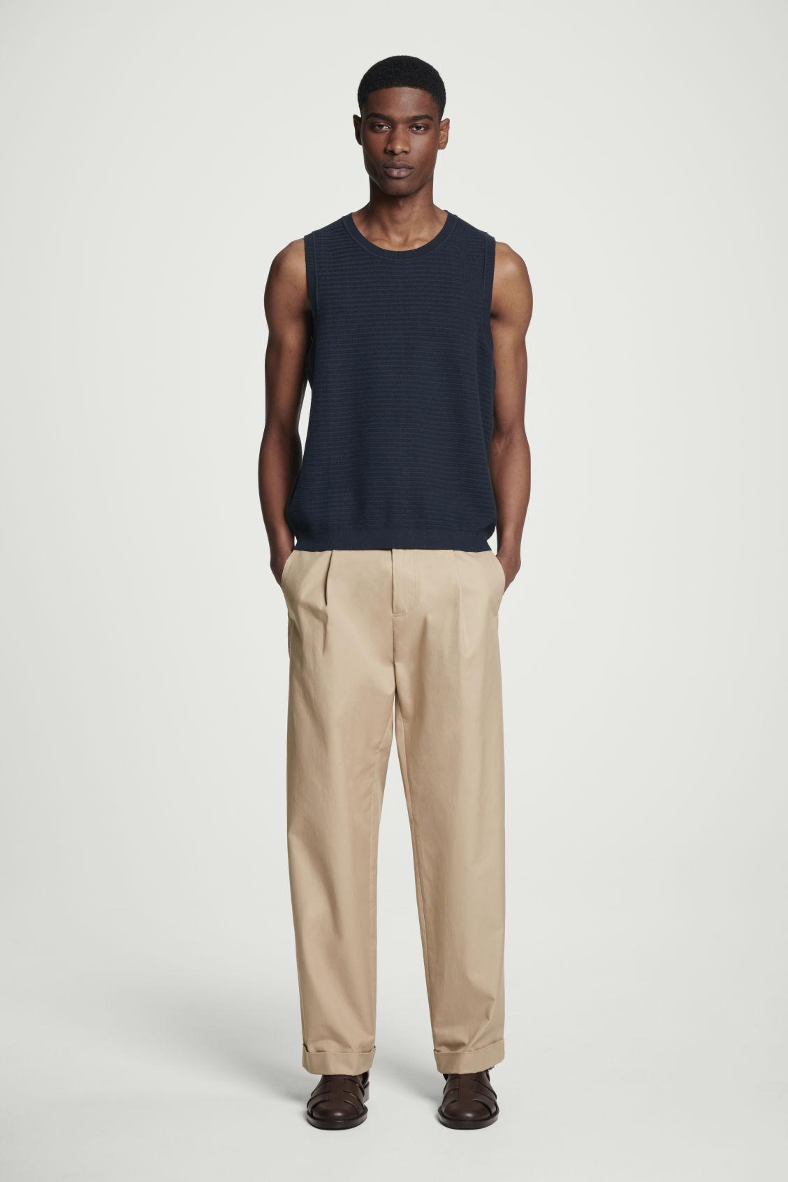 TEXTURED KNITTED COTTON TANK TOP Product Image