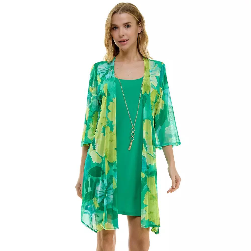 Women's Luxology 2-Piece Mesh Jacket & Dress Set, Size: Large, Green Yellow Lime Product Image