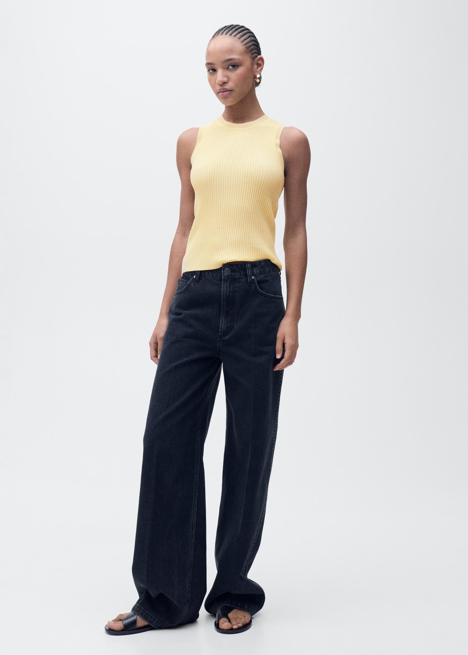 Ribbed knit top - Women | MANGO USA Product Image