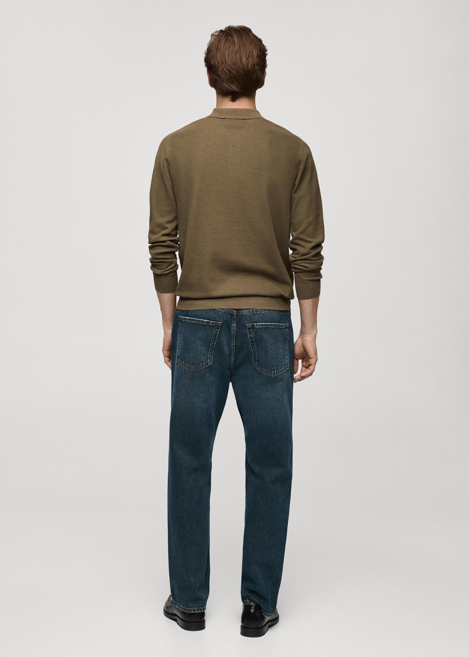 Knitted structured polo sweater - Men | MANGO USA Product Image
