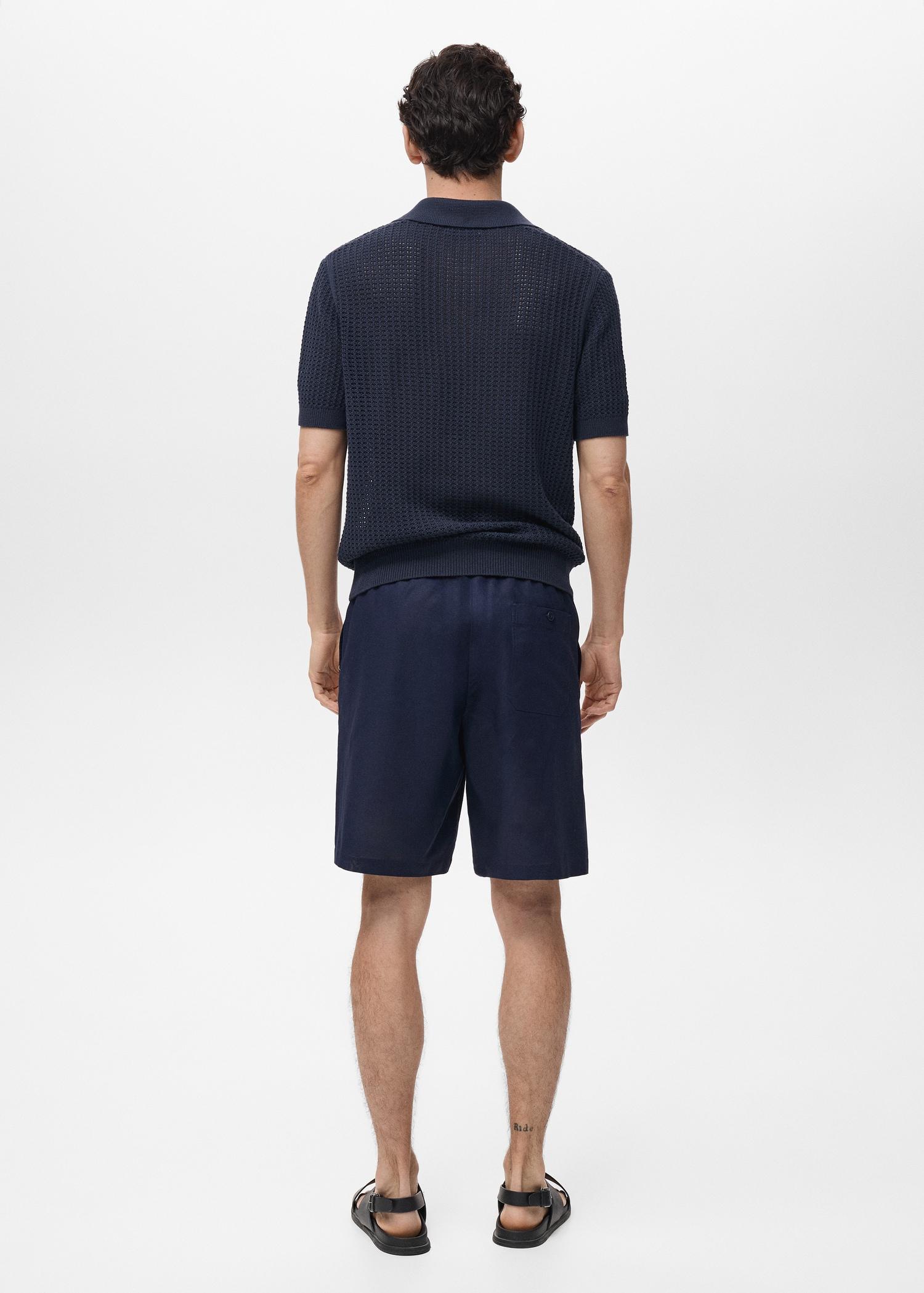 Openwork cotton knitte polo shirt - Men | MANGO USA Product Image