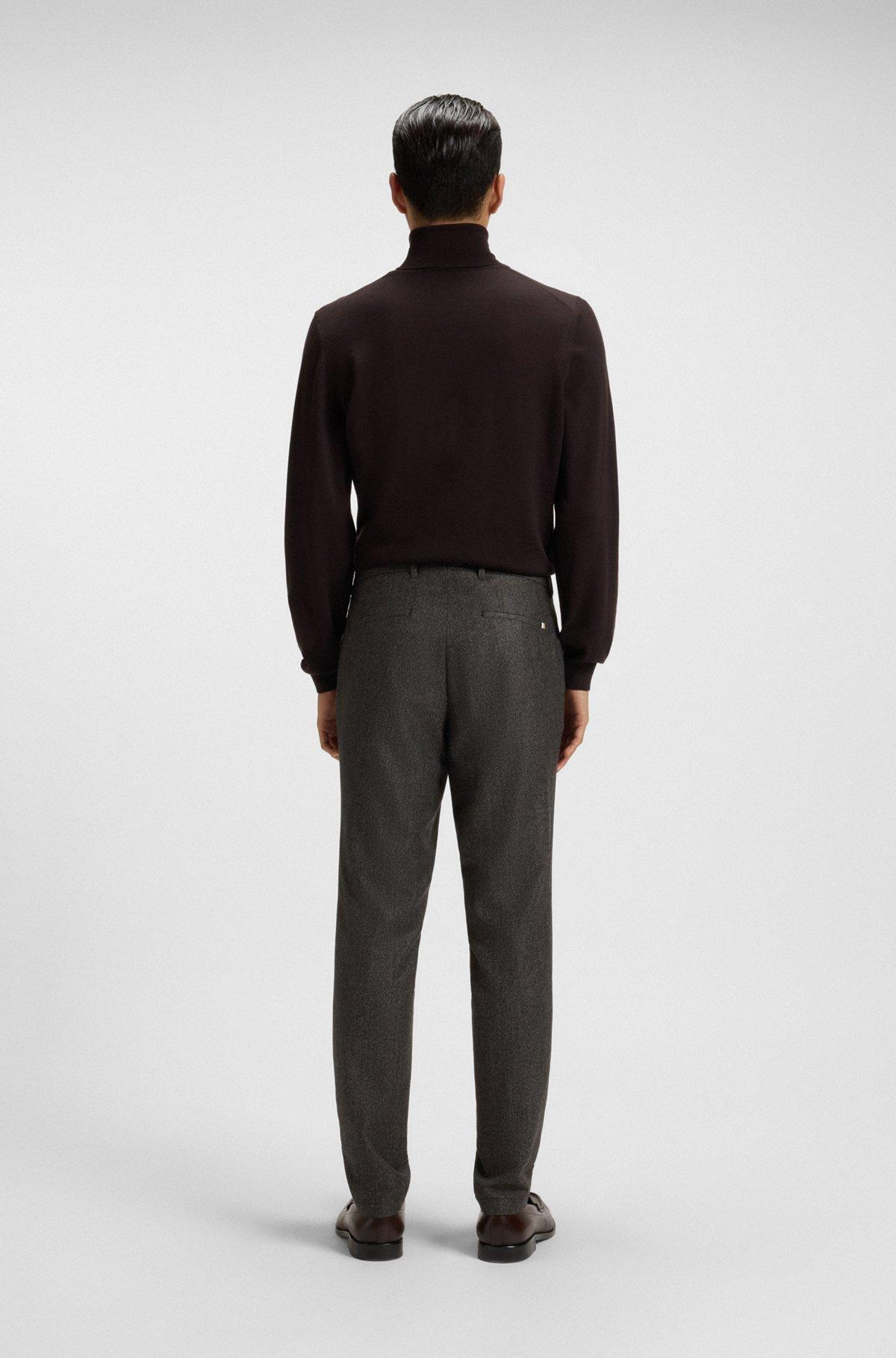 Slim-fit pants in micro-patterned virgin wool Product Image