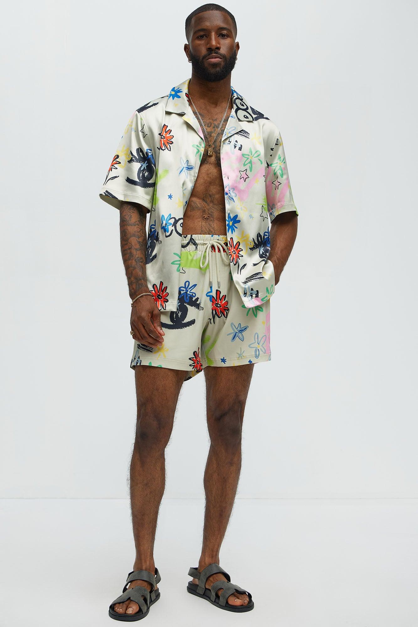 Graffiti Bloom Swim Mid Trunk - Multi Color Product Image