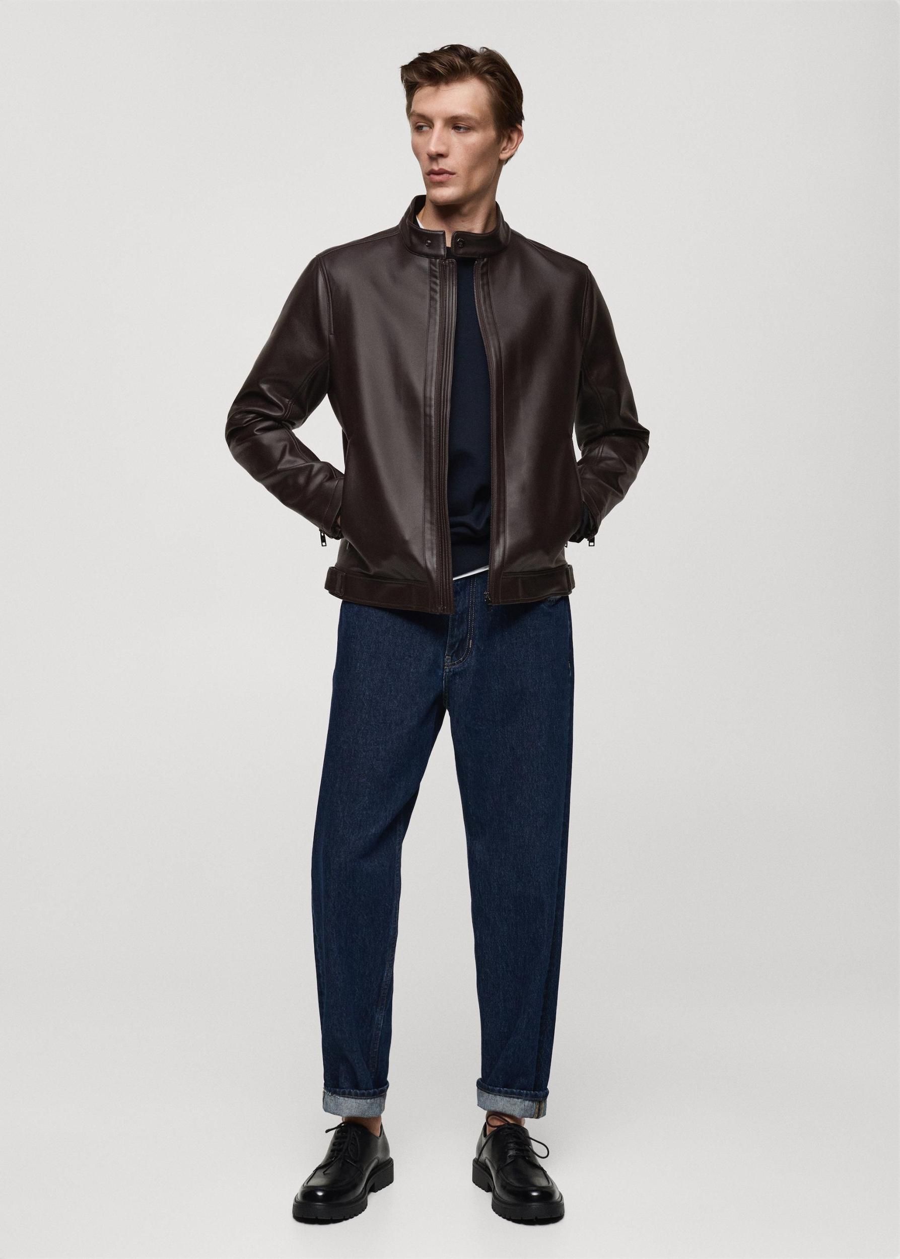 Nappa leather-effect jacket - Men | MANGO USA Product Image