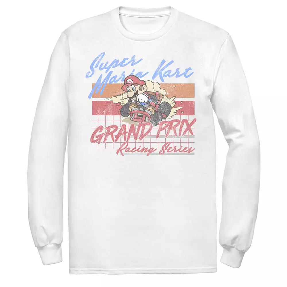 Men's Nintendo Mario Kart Racing Retro Drift Distressed Long Sleeve Tee,  Product Image