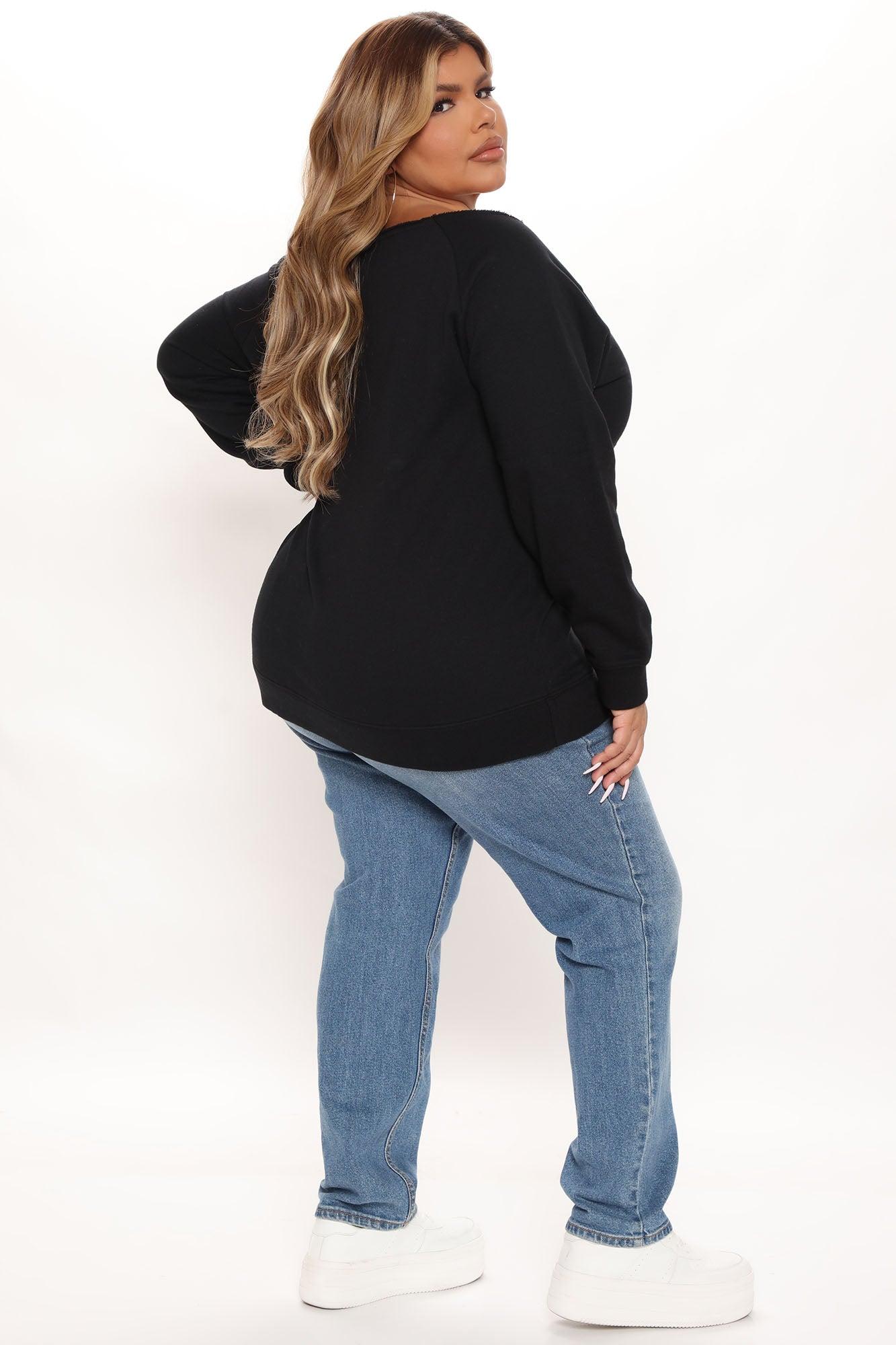 NFL Play The Field 49ers Off Shoulder Sweatshirt - Black Female Product Image