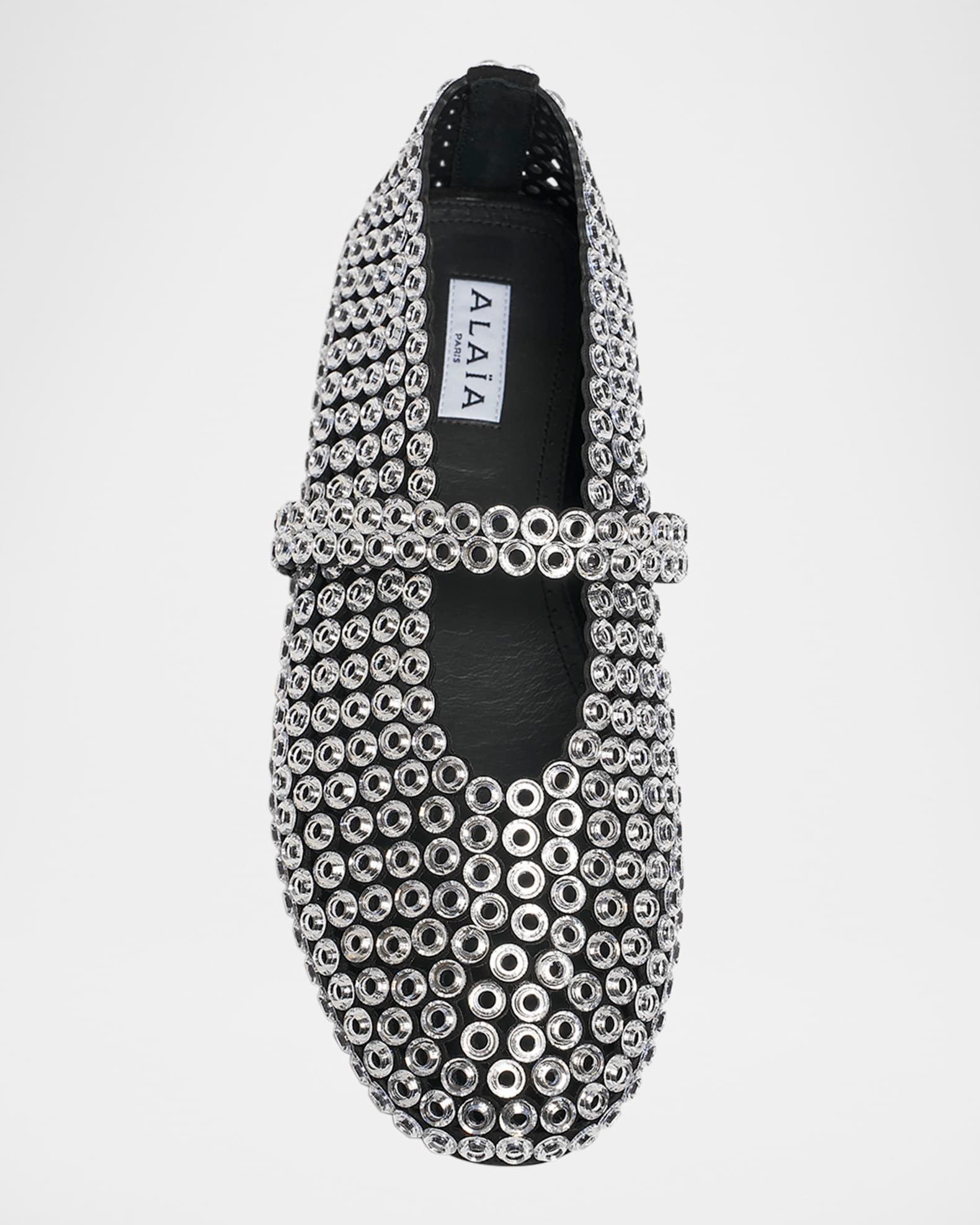 Studded Suede Mesh Mary Jane Flats Product Image