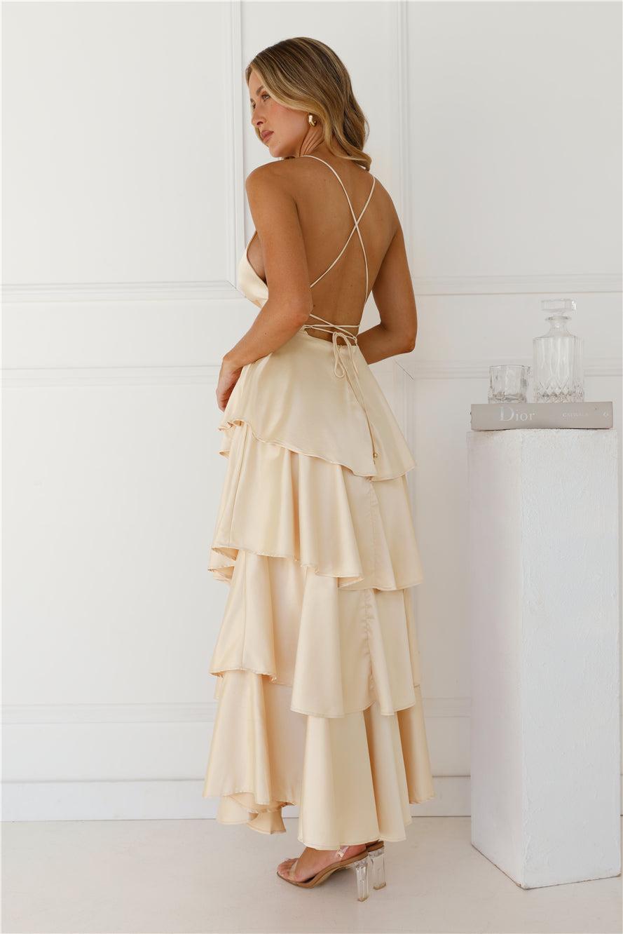 Party Of The Year Satin Maxi Dress Yellow Product Image