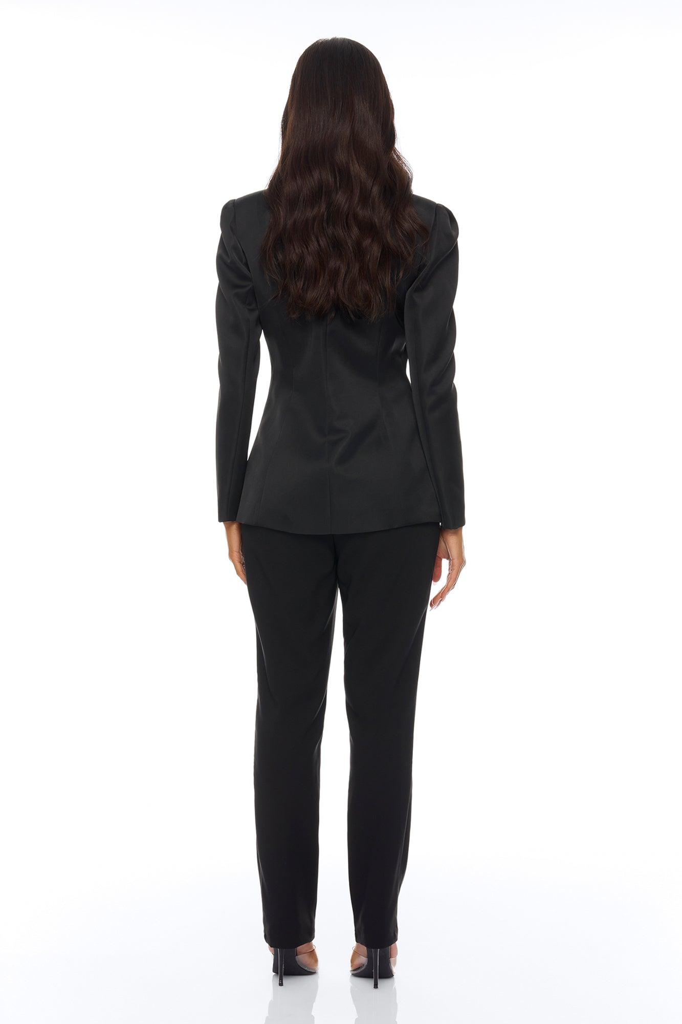 Hallie Pleated Blazer Pant Set - Black Female Product Image
