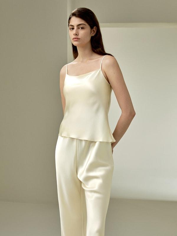 LILYSILK Womens Silk Camisole Tops - Midnight Blue Heavy Silk - Chic Double-Faced Top Petite XS Product Image