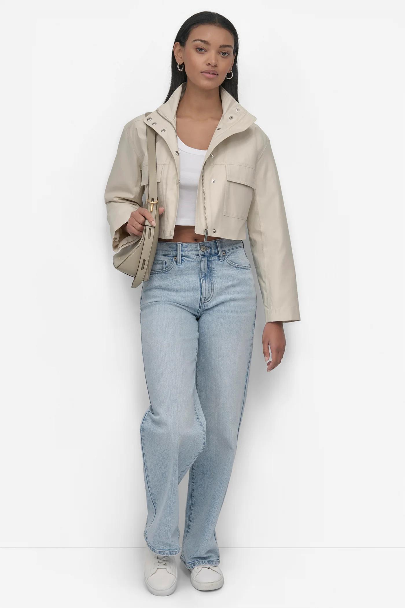 COATED WATER RESISTANTCROPPED UTILITY JACKET Product Image