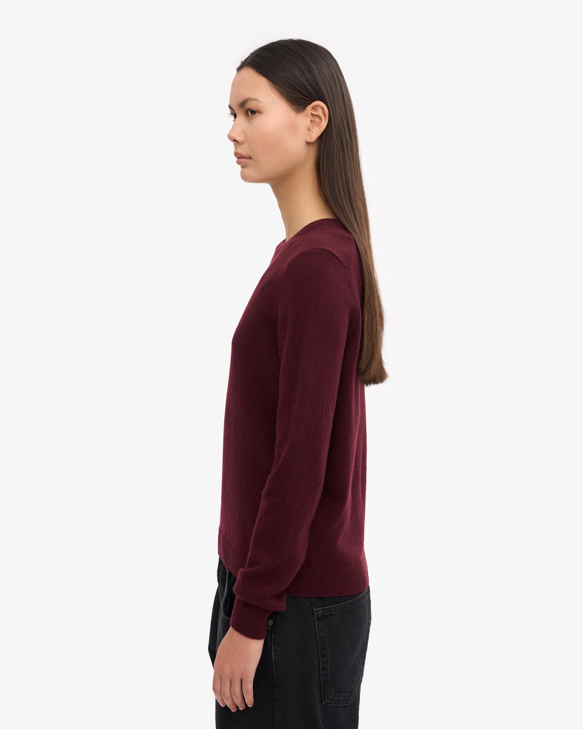 Women Light Merino Wool Crew - Oxblood Red Product Image