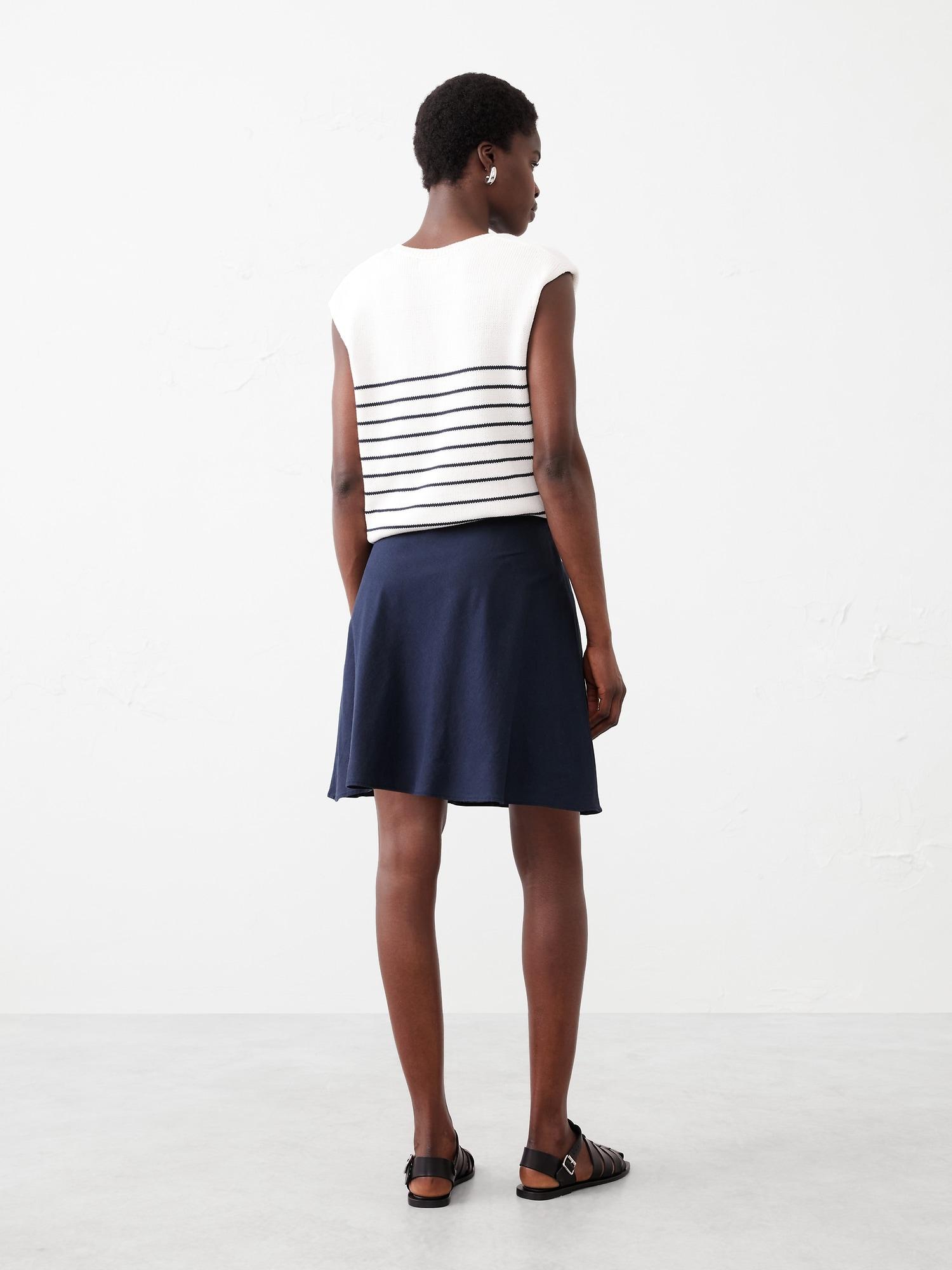 Linen-Blend Mini Slip Skirt Product Image