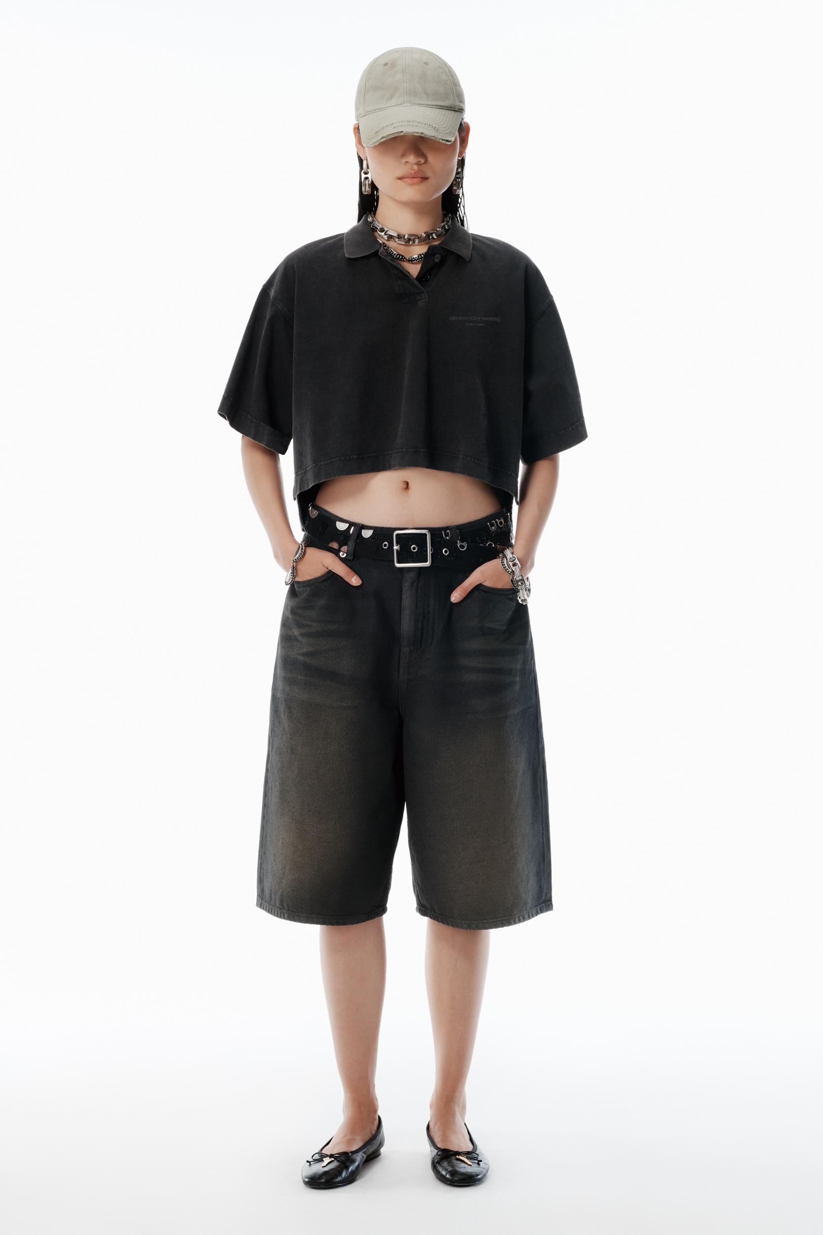 Black Logo Cropped Jersey Tee Product Image