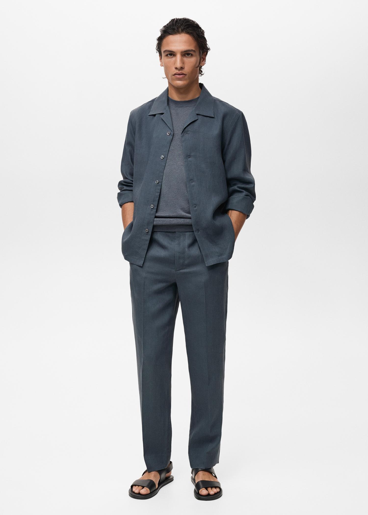 100% linen bowling-collar shirt - Men | MANGO USA Product Image