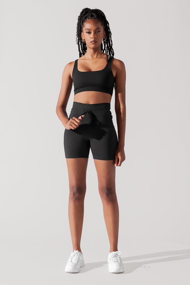 Cargo Midi Short with Pockets - Black Product Image
