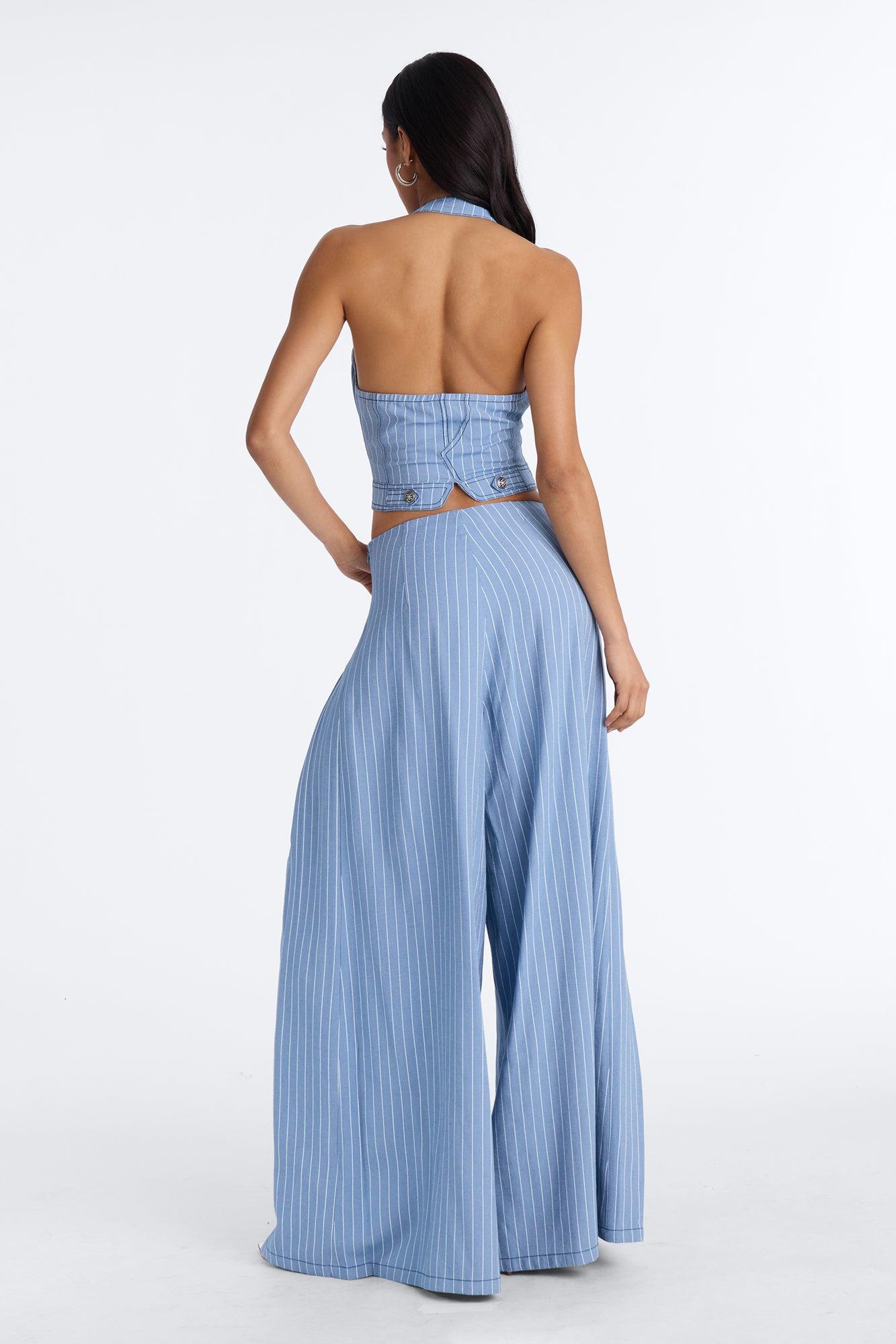 Regina Halter Vest Trouser Set - Blue Female Product Image