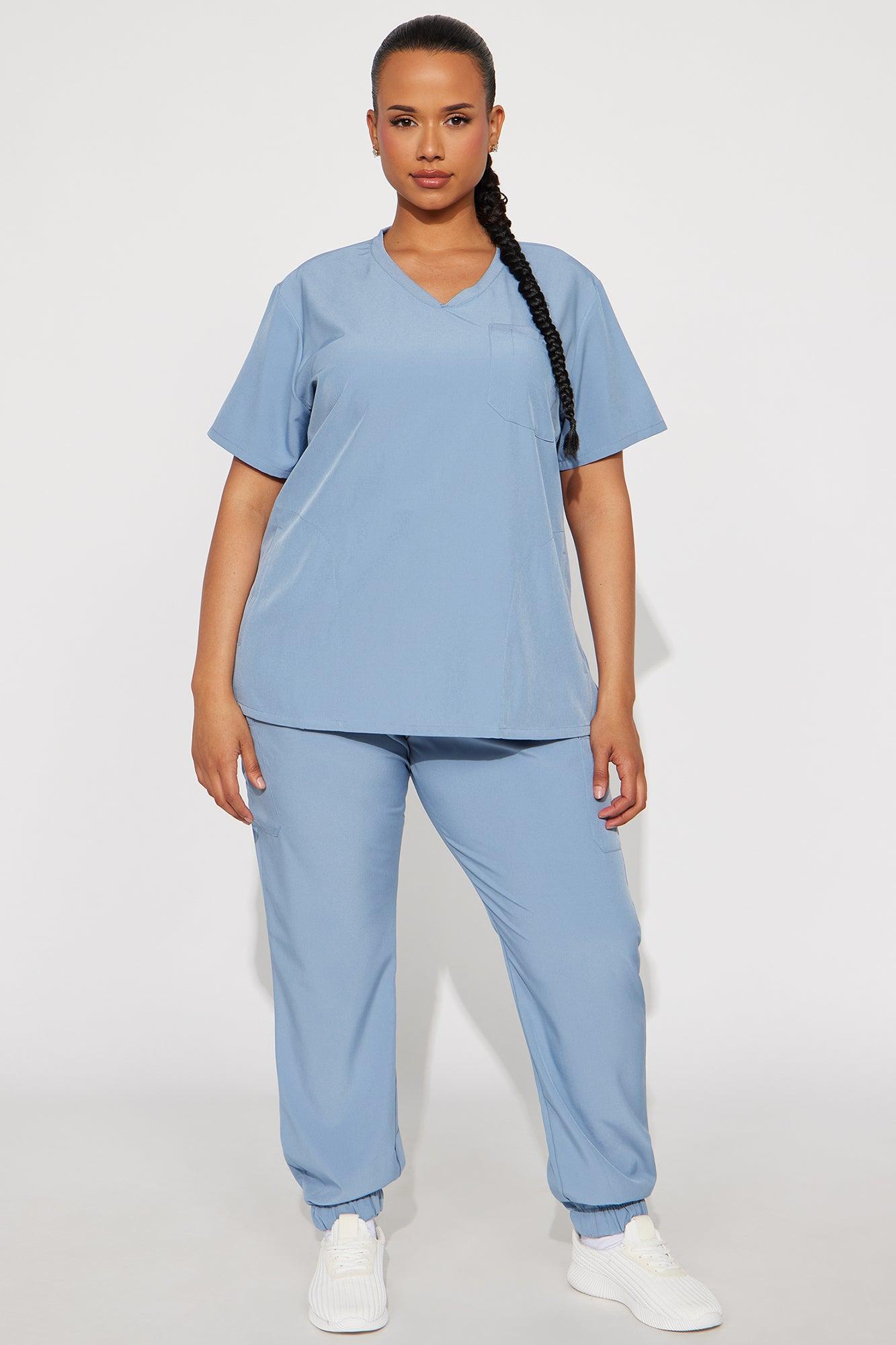 Daily Routine Stretch Uniform Scrub Jogger Set - Slate Blue Female Product Image
