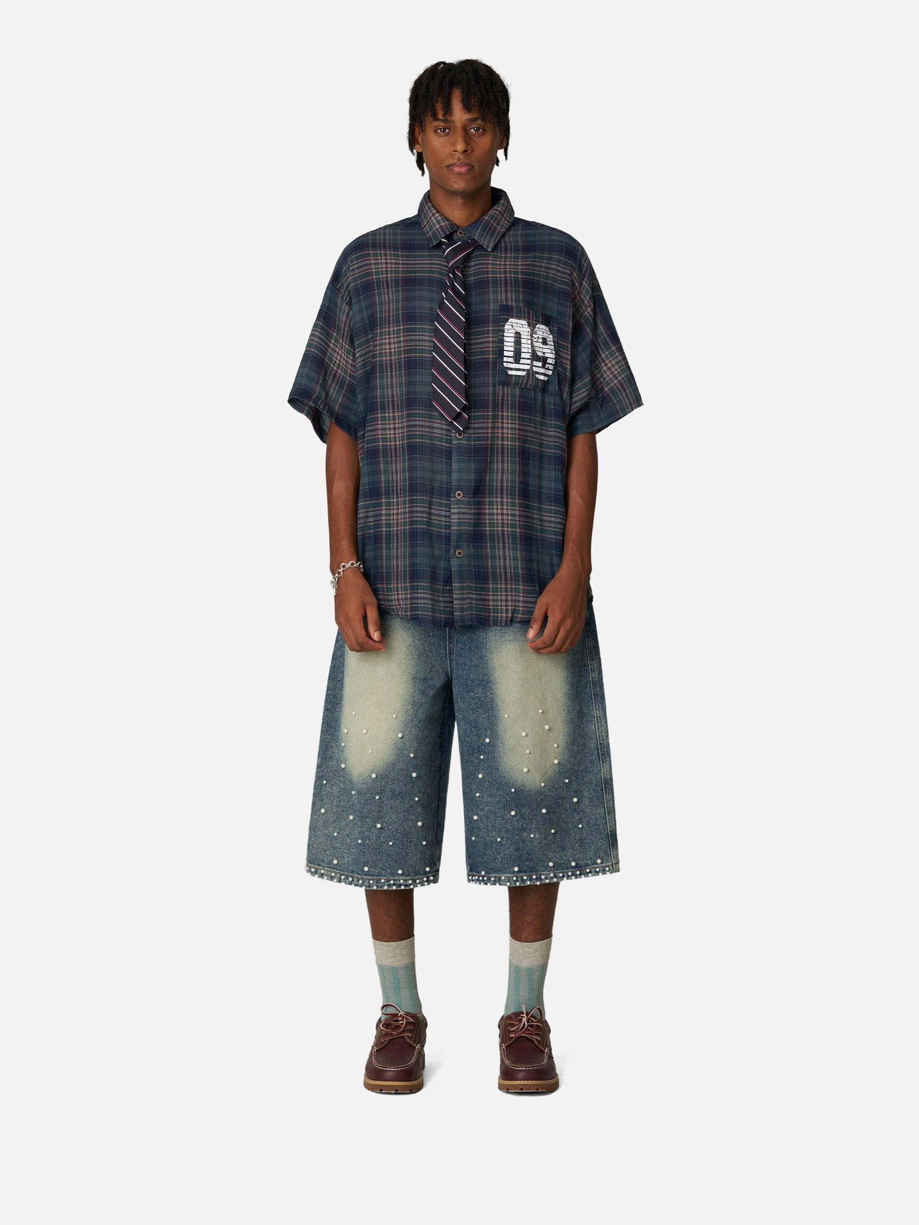 Aelfric Eden Pearl Embellished Baggy Longline Jorts Product Image