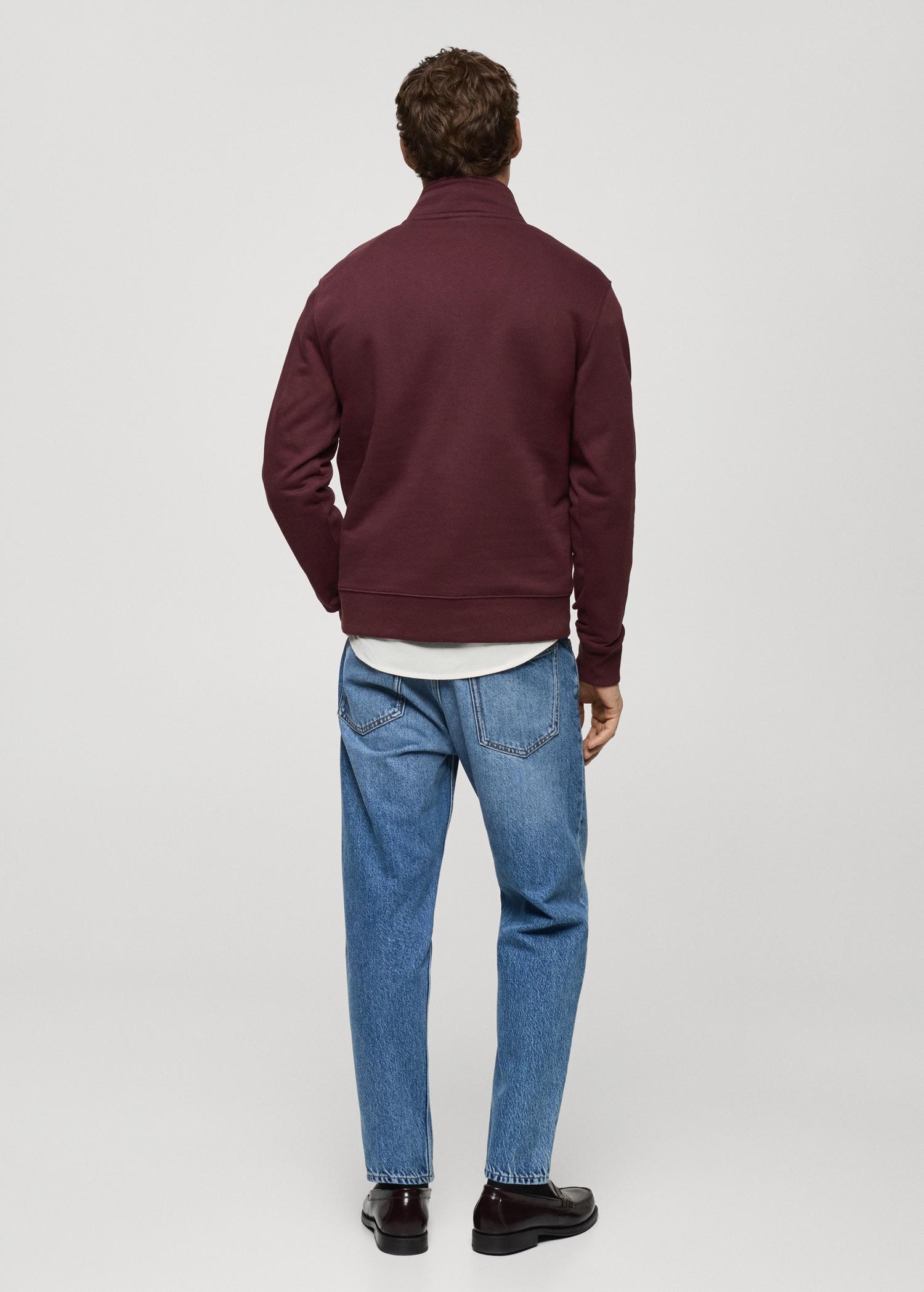 Regular-fit zipper-neck sweatshirt - Men | MANGO USA Product Image