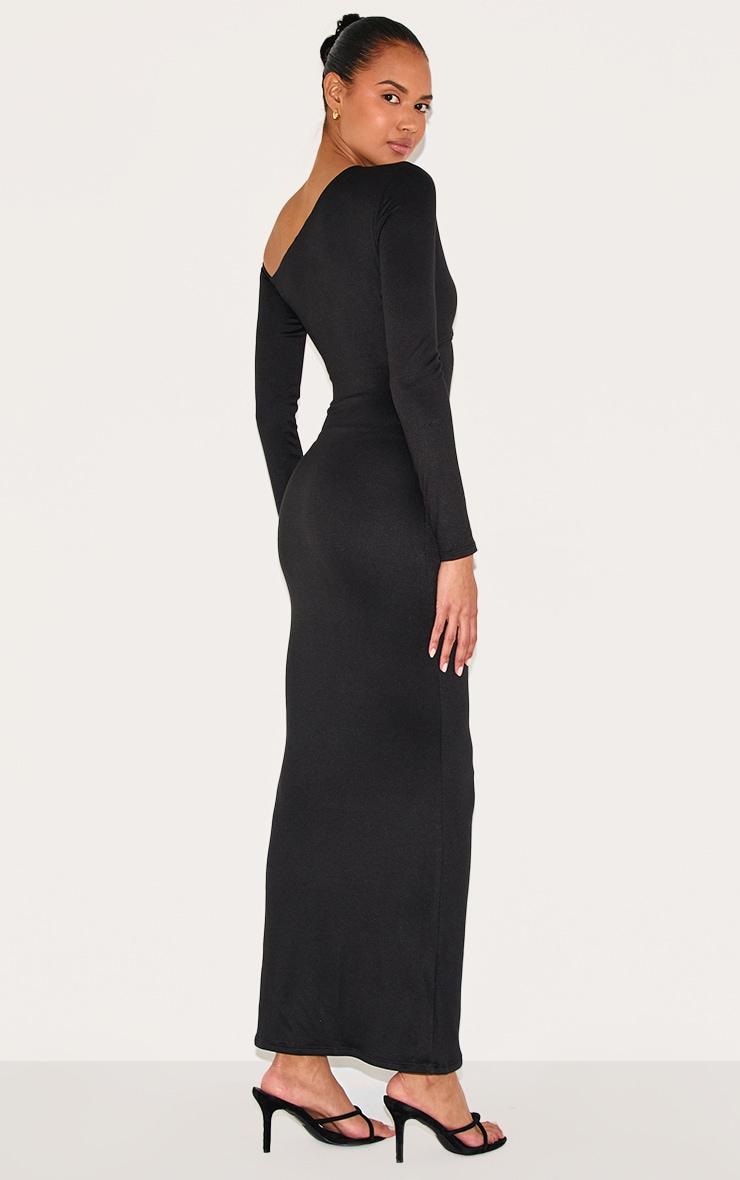 Black Double Contour Twist Detail Long Sleeve Maxi Dress Product Image