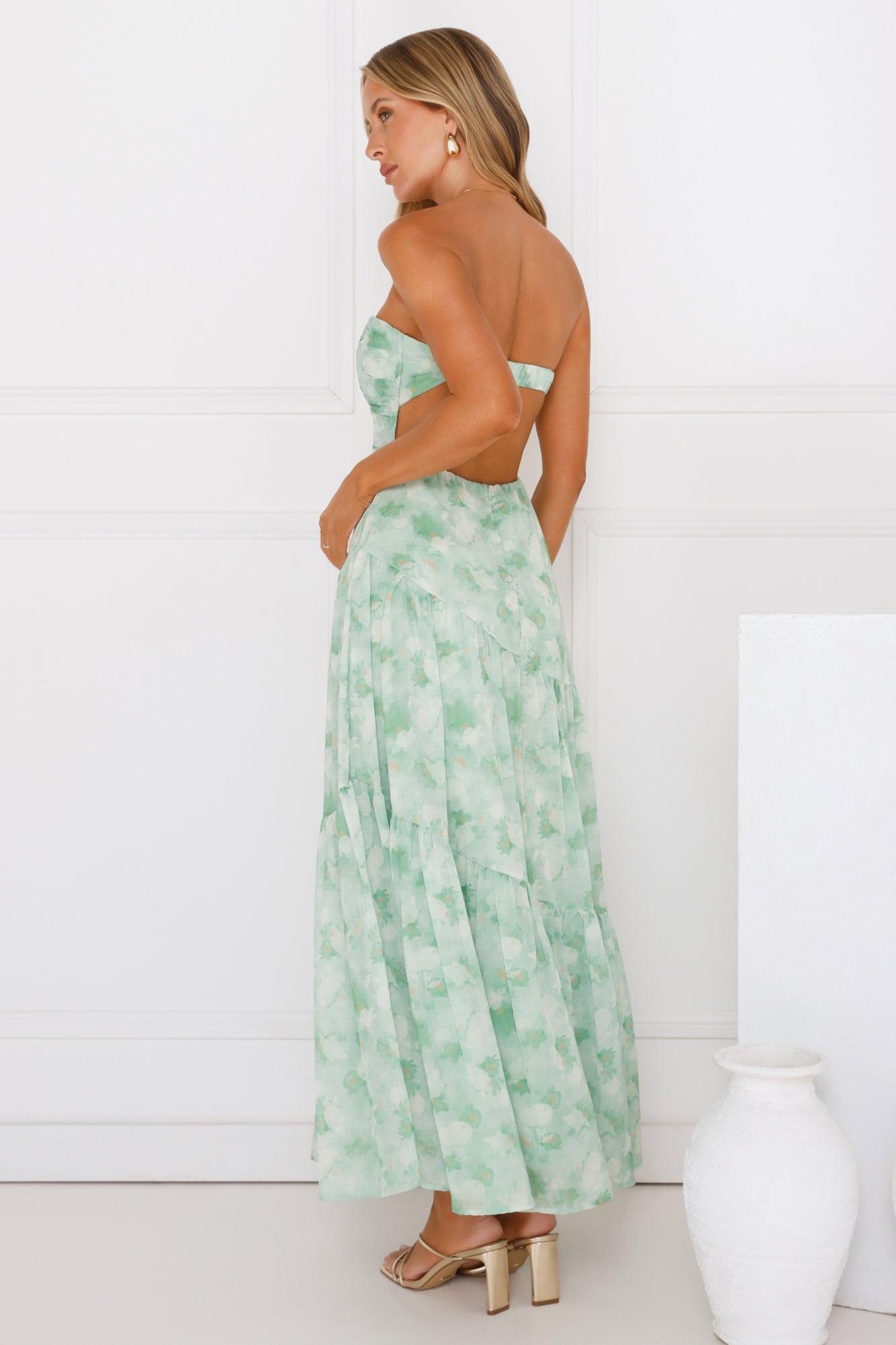 Meadow Whispers Strapless Maxi Dress Green Product Image