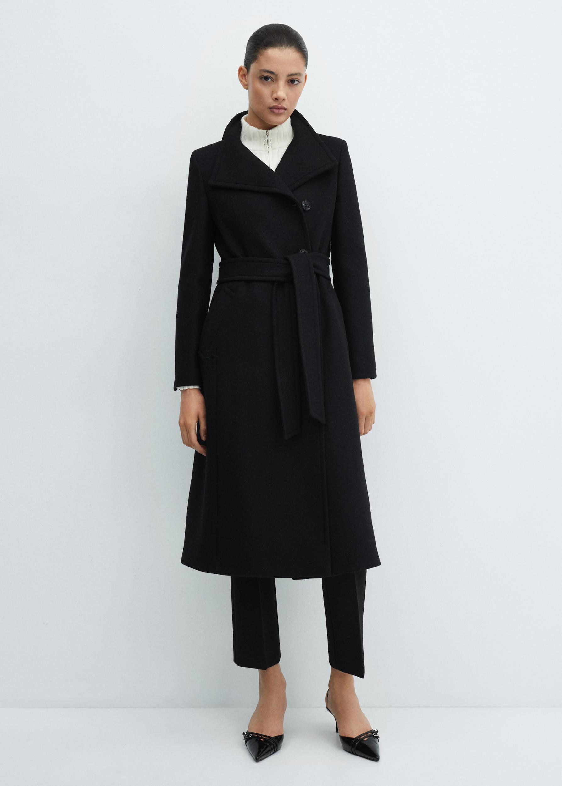 Manteco wool coat with belt - Women | MANGO USA Product Image
