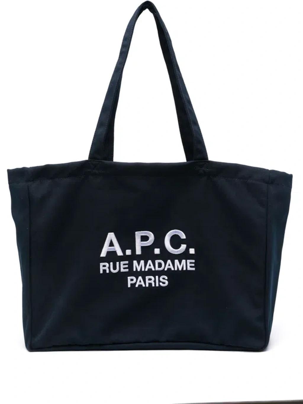 APC Navy Blue Canvas Diane Rue Madame Shopping Bag In Dark Navy Product Image