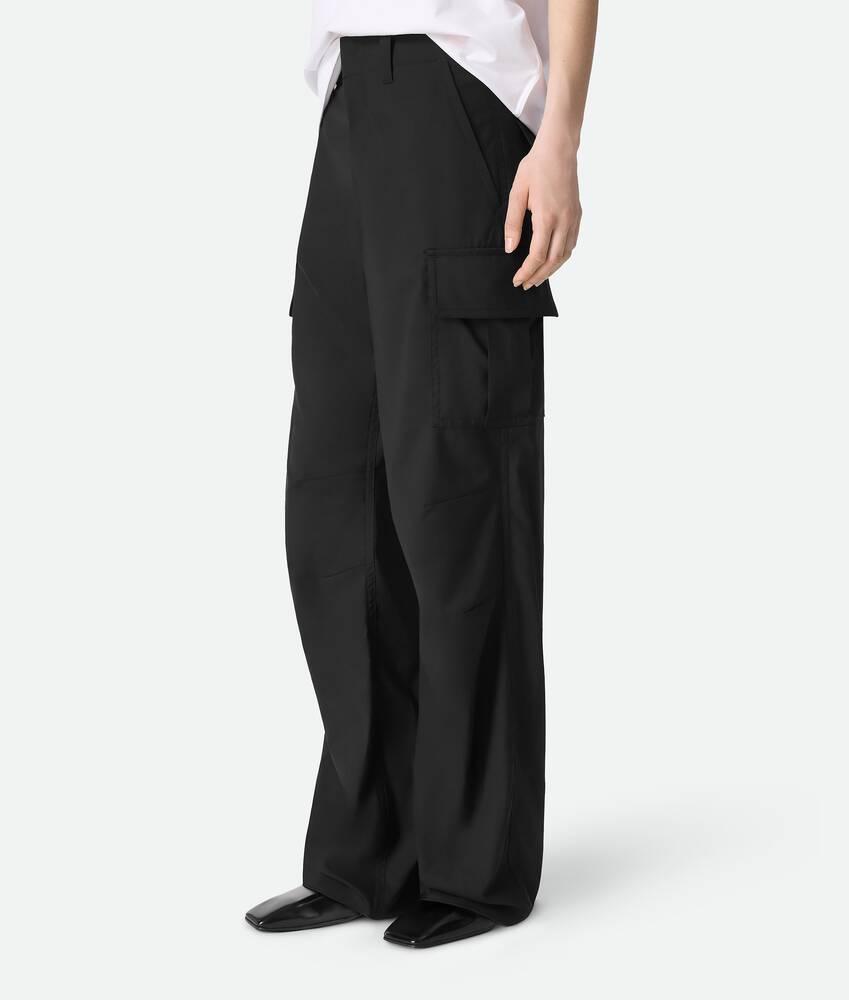 Women's Fine Wool Cargo Pants in Black Product Image