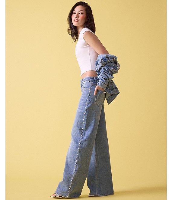 Stevie Jeans Studded Relaxed Fit Straight Leg Jeans Product Image