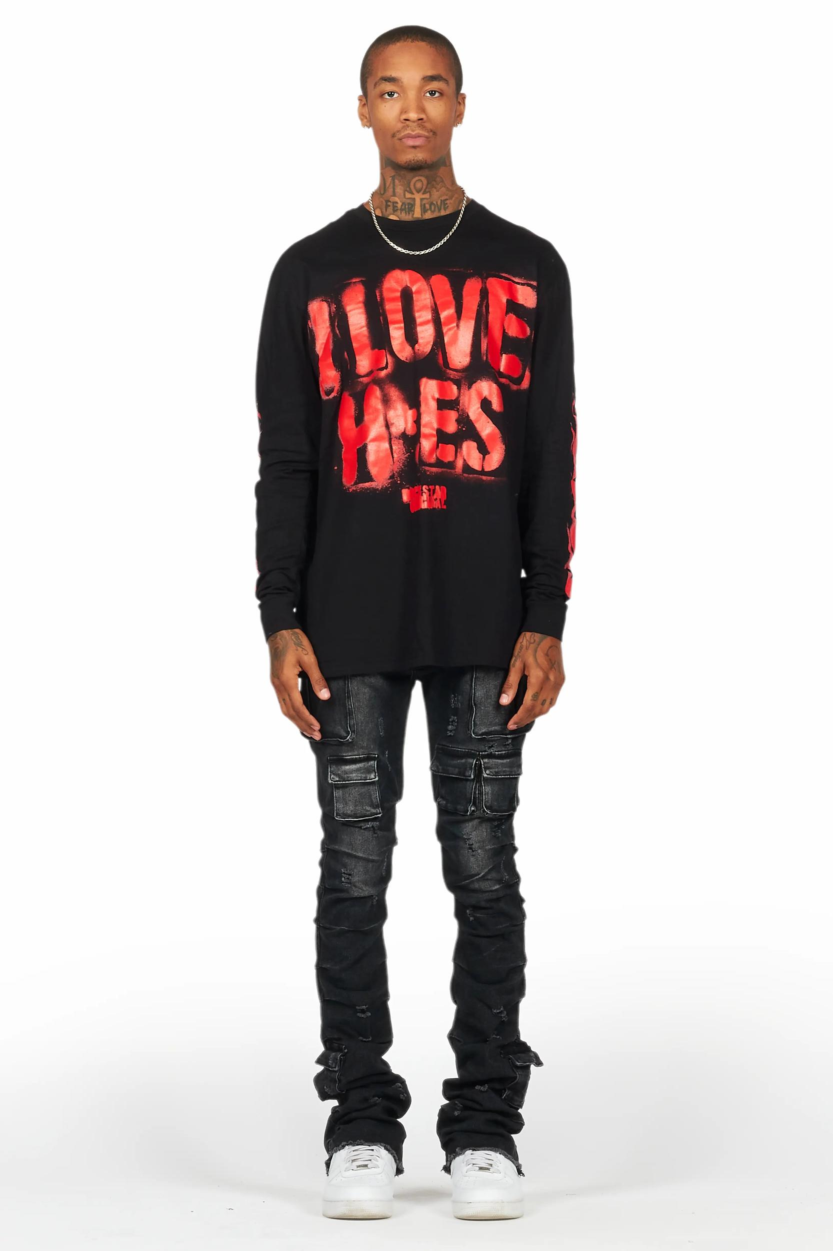 Gentry Dark Grey Wash Stacked Flare Jean Male Product Image