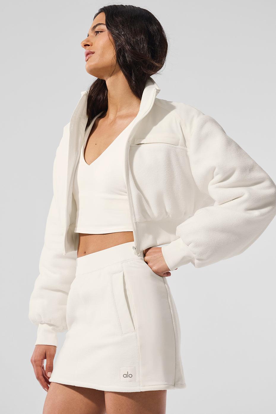 Polar Fleece Cropped Wintry Mix Jacket - Ivory Product Image