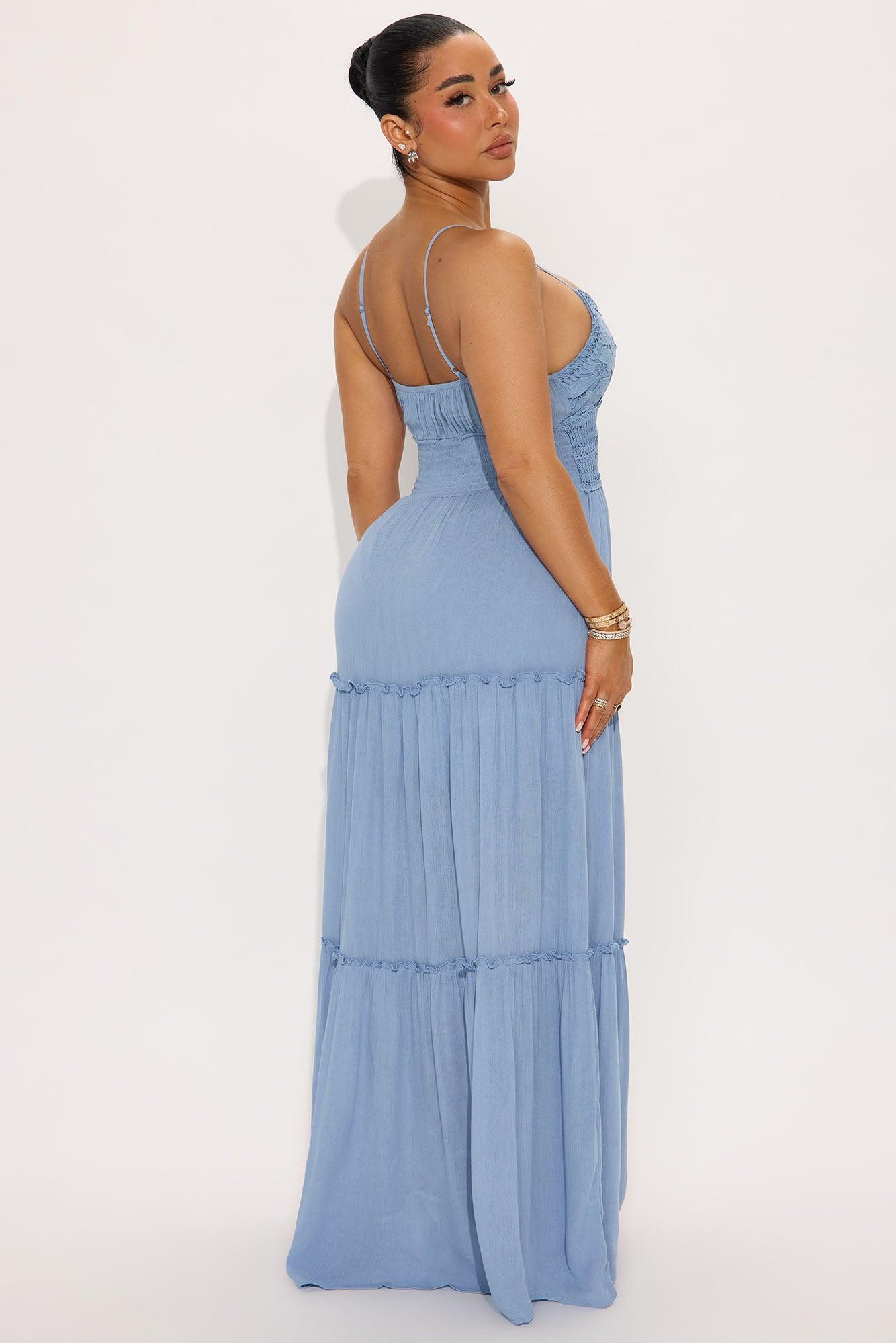 Madison Tiered Maxi Dress - Light Blue Product Image