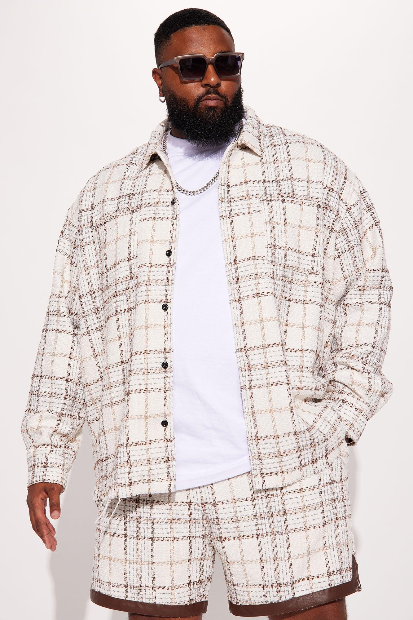 Casual Act Plaid Shacket - White/combo Male Product Image
