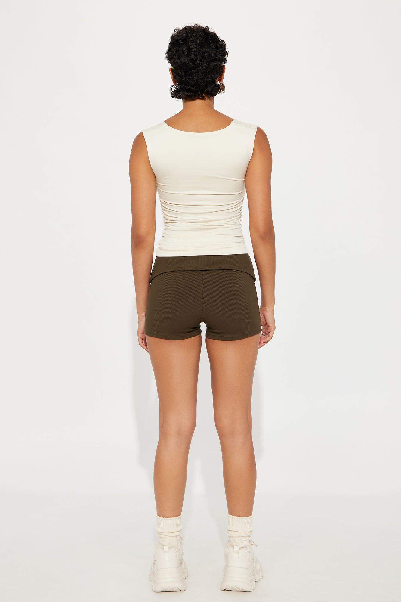 Contour Double Lined Straight Neck Tank Top - Bone Female Product Image