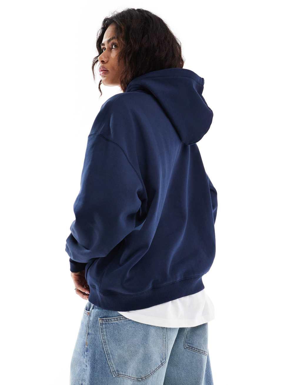 Weekday Essence hoodie in navy Product Image