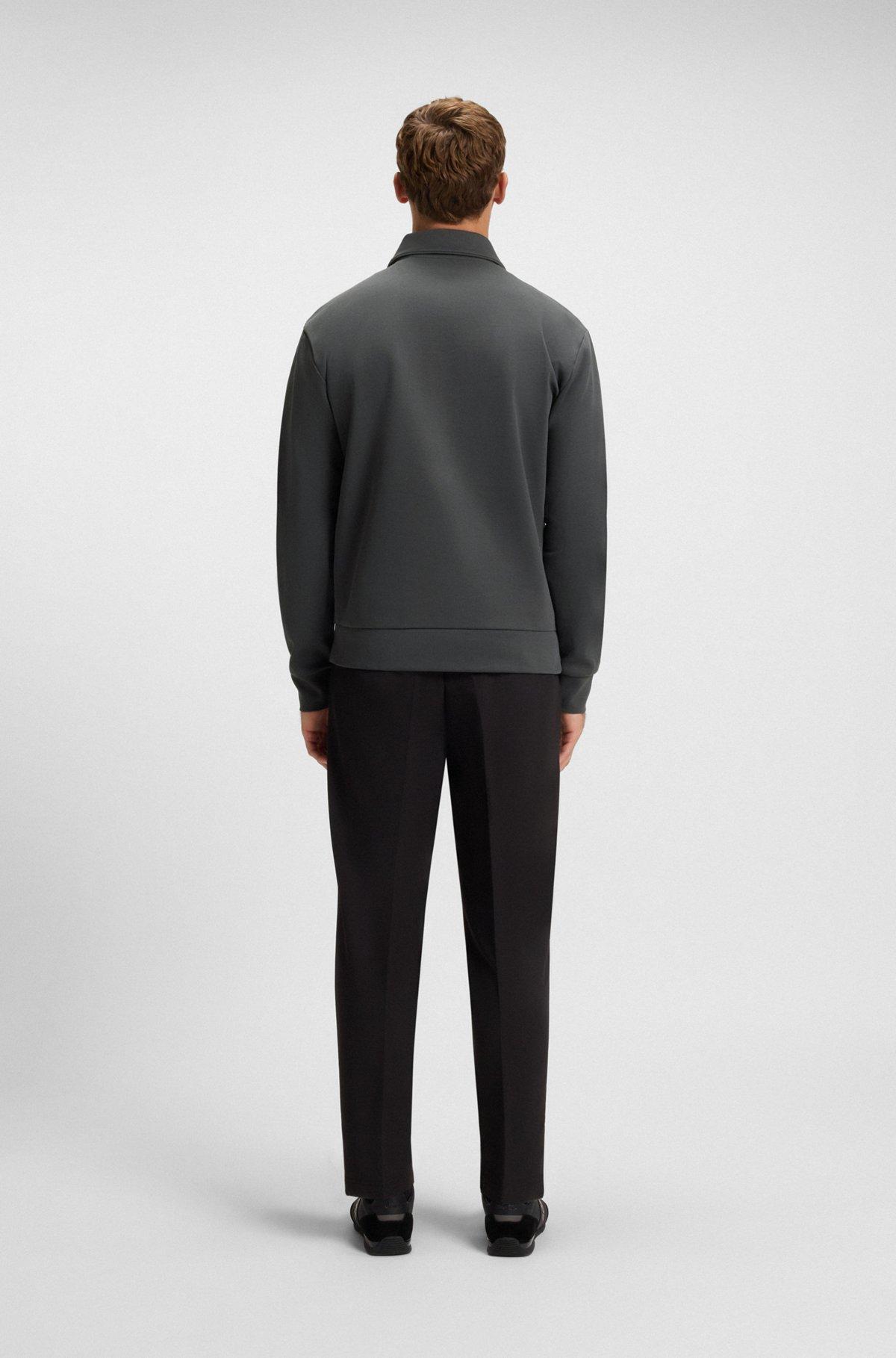 BOSS - Zip-up sweatshirt with Double B monogram - Dark Grey Product Image