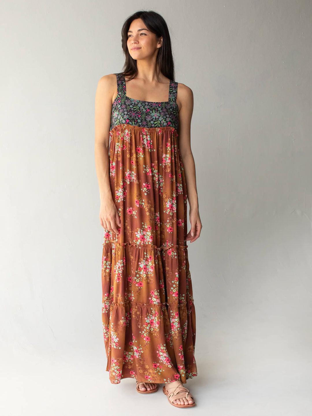 Eliza Maxi Dress - Indigo Chestnut Floral Product Image